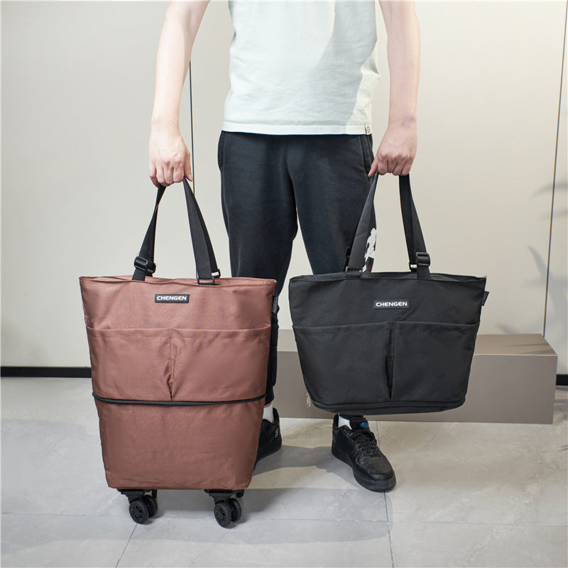 Tragbare Einkaufstüte mit großer Kapazität, Supermarkt-Einkaufstasche, faltbare Handtasche mit Rädern, Gepäcktasche, Reisetasche, Handbuggy