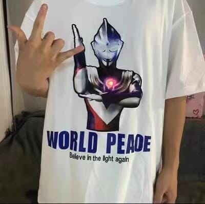 Kaos Ultraman Kreatif Bercahaya Pakaian Pasangan Anak-anak Menyala Atasan Kartun Bercahaya
