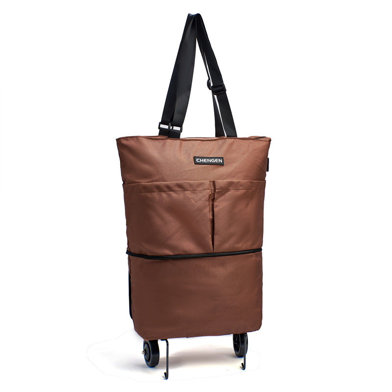 Tragbare Einkaufstüte mit großer Kapazität, Supermarkt-Einkaufstasche, faltbare Handtasche mit Rädern, Gepäcktasche, Reisetasche, Handbuggy