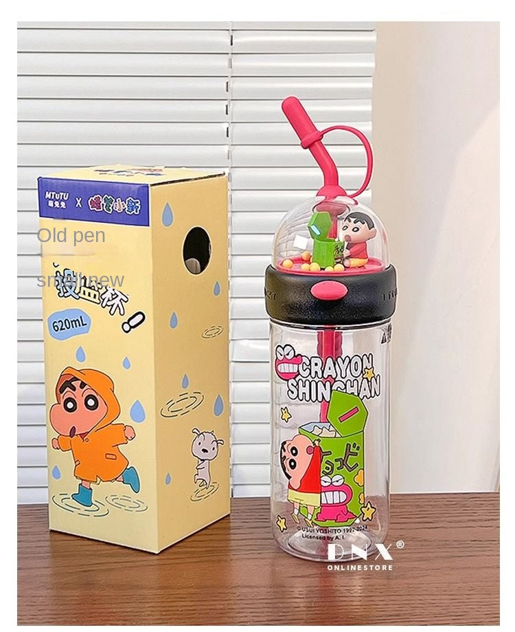Crayon Xiaoxin Shooting Cup Maternal and Child Water Cup Cute Straw Plastic Children's Large Capacity Drinking Cup