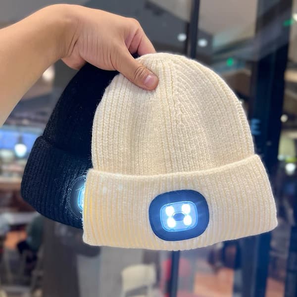 Boys and Girls Autumn and Winter with Light Woolen Cap Ear Protection Cycling LED Light Luminous Light Night Road Outdoor Lighting Hat