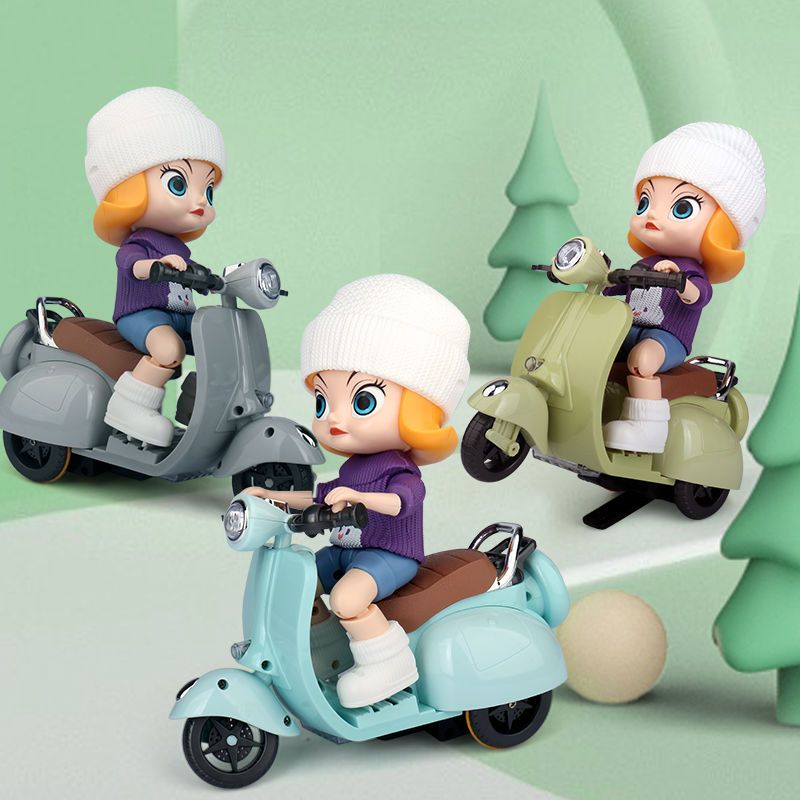 Children's Cartoon Character Modeling Stunt Motorcycle Toy Boy Sound and Light Rotating TikTok Same Hamster Electric Car