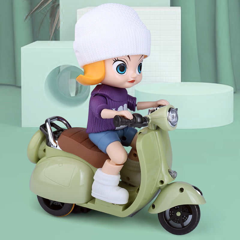 Children's Cartoon Character Modeling Stunt Motorcycle Toy Boy Sound and Light Rotating TikTok Same Hamster Electric Car