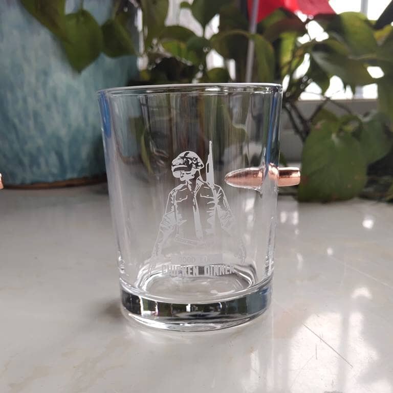 Whiskey Glass with .308 Bullet Embedded, Handmade Glassware, Shot Glass, Home Use, Handblown Glass