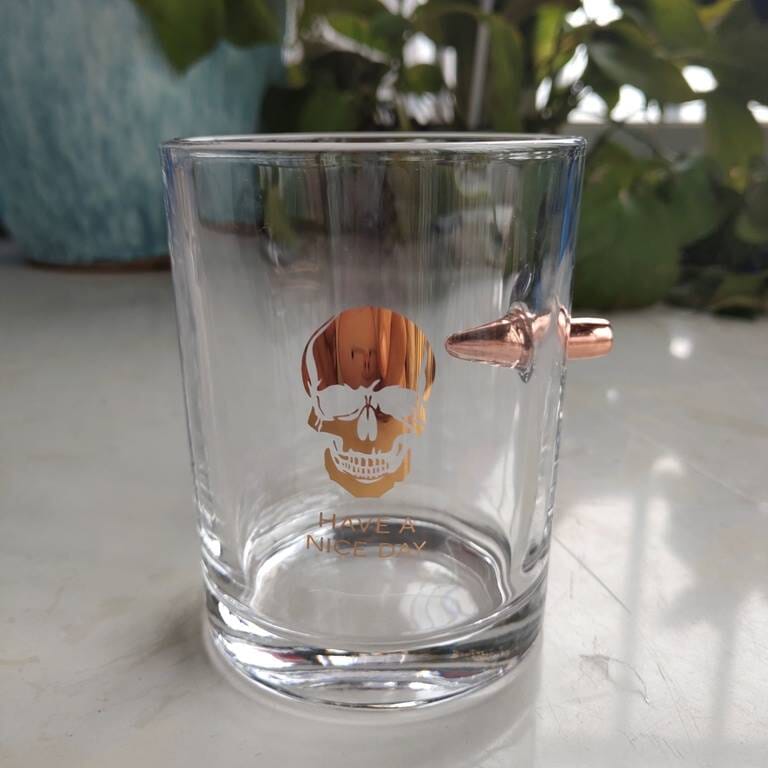 Whiskey Glass with .308 Bullet Embedded, Handmade Glassware, Shot Glass, Home Use, Handblown Glass