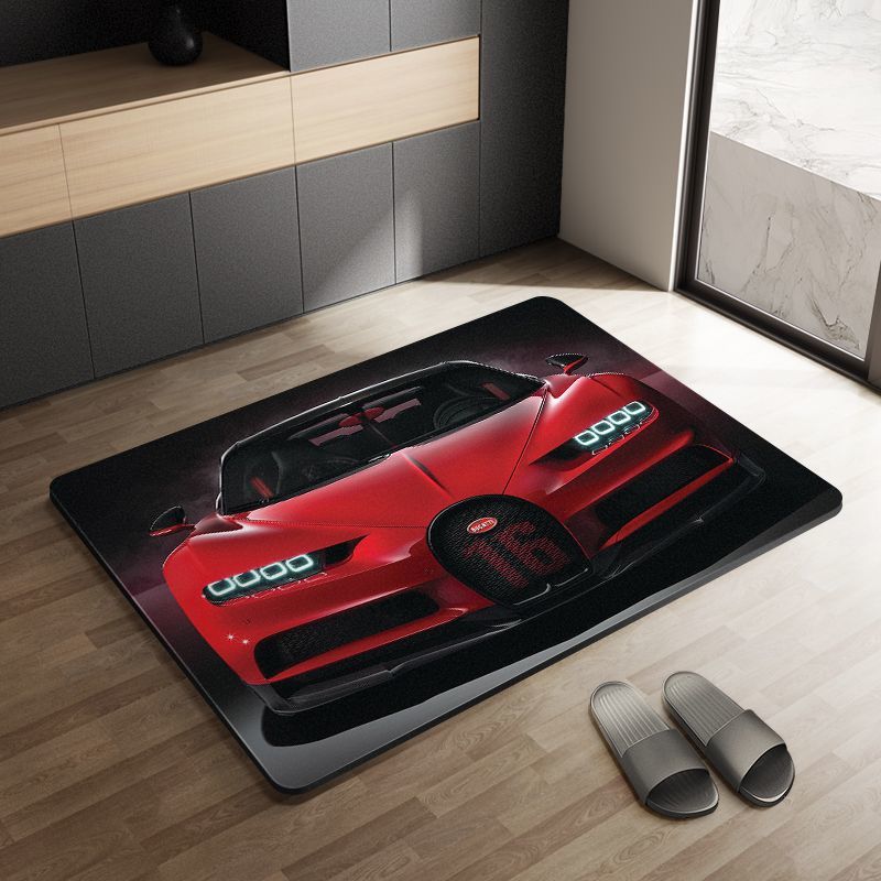 Sports Car Diatom Ooze Floor Mat Bathroom Step Mat Bathroom Bathtub Absorbent Non-Slip Toilet Door Quick-Drying Door Mat