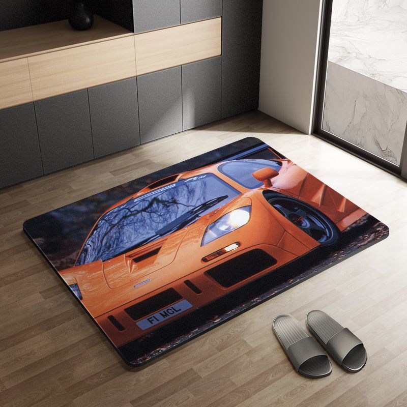 Sports Car Diatom Ooze Floor Mat Bathroom Step Mat Bathroom Bathtub Absorbent Non-Slip Toilet Door Quick-Drying Door Mat