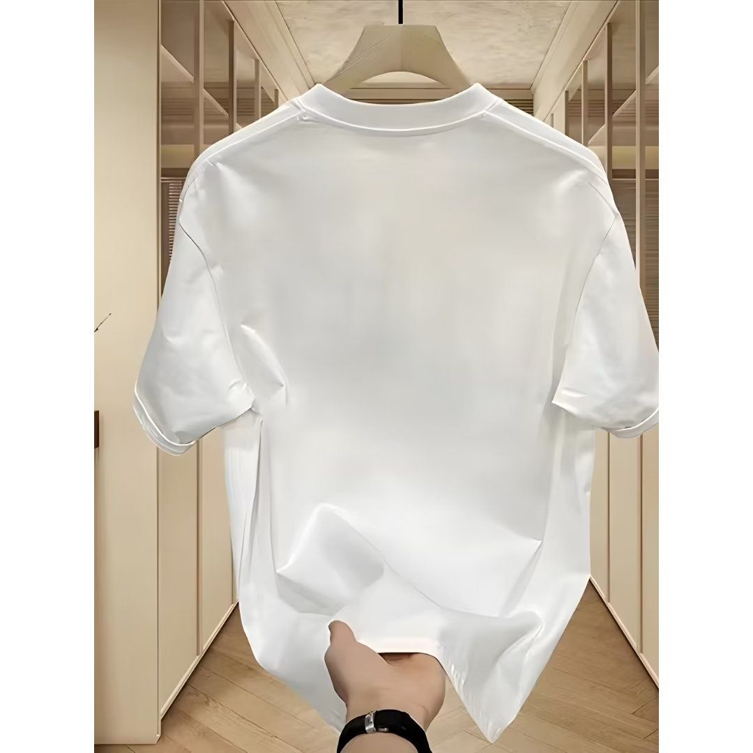 [a Mosquito] High Quality Heavy White Cotton Fashion Short Sleeve round Neck Breathable T-shirt Bottoming Shirt