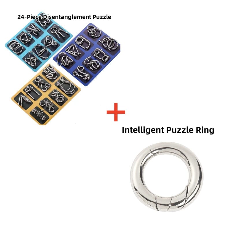 Nine-chain intelligence unlock ring release puzzle toy Luban lock Kongming lock set children's primary school 24-piece set