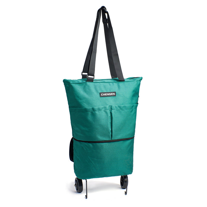 Portable Large Capacity Grocery Bag Supermarket Shopping Bag Foldable Wheel Handbag Luggage Bag Travel Bag Hand Buggy