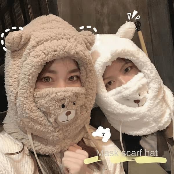 Cute Bear Earflaps Cap Winter Thickened Cycling Thermal and Windproof