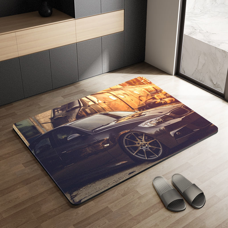 Sports Car Diatom Ooze Floor Mat Bathroom Step Mat Bathroom Bathtub Absorbent Non-Slip Toilet Door Quick-Drying Door Mat