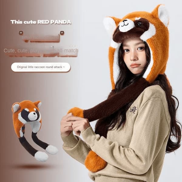 Coati Earmuffs Hat Pinch Ear Movable Three-Dimensional Modeling Original Design Autumn and Winter Warm Children's Hat