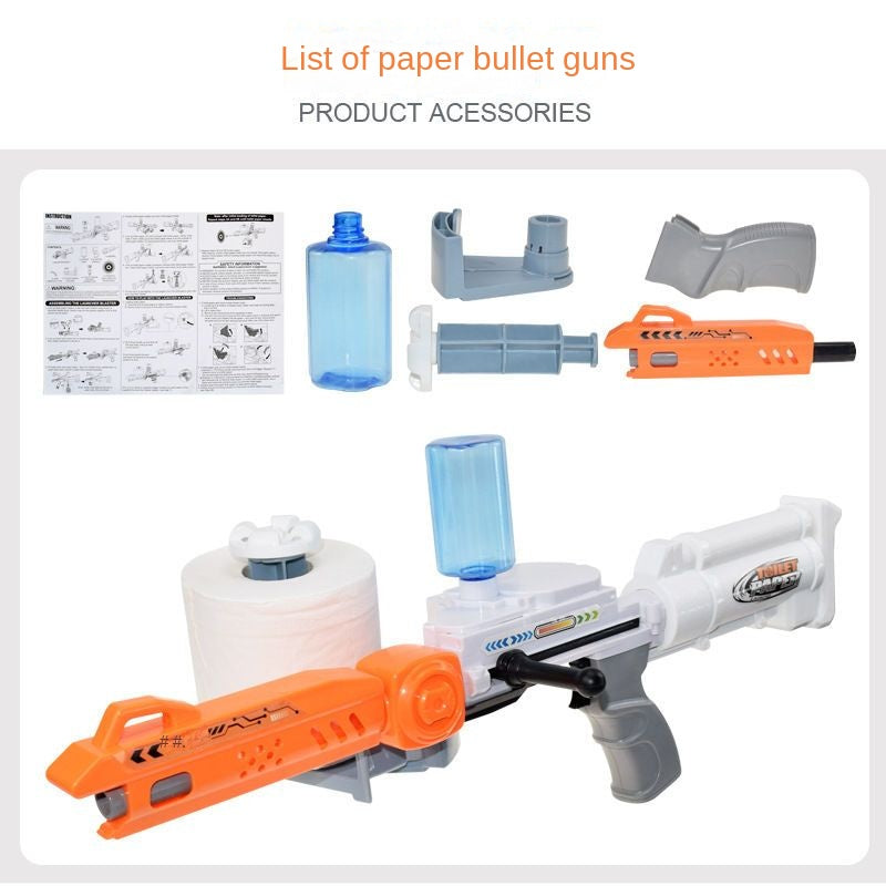 Paper Bullet Gun Toilet Paper Gun Paper Towel Gunner Paper Water Gun Launcher Toilet Paper Toy Paper Filler Children's Roll Paper Gun