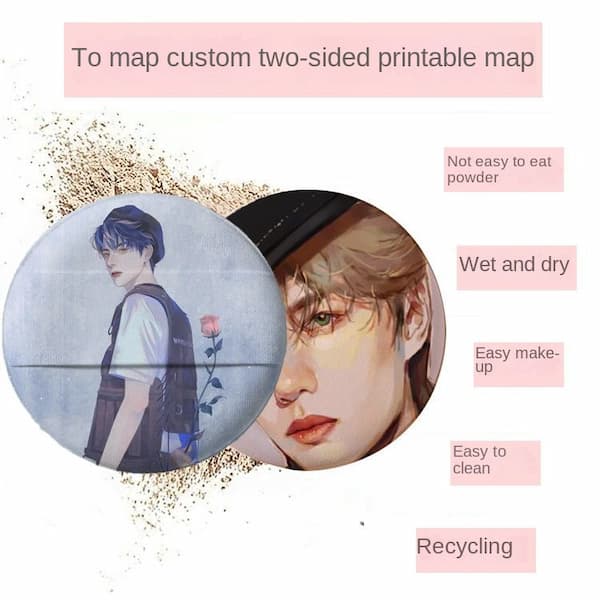 Cushion Powder Puff Custom Double-Sided Picture Printing Wet and Dry Graphic Customization Logo Custom Face Customization Makeup Tools