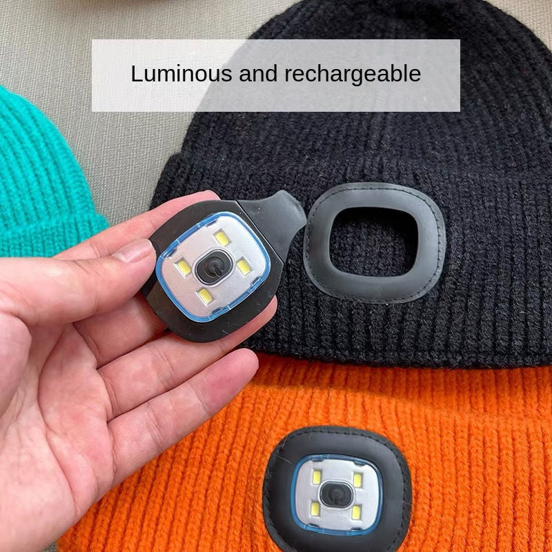 Boys and Girls Autumn and Winter with Light Woolen Cap Ear Protection Cycling LED Light Luminous Light Night Road Outdoor Lighting Hat