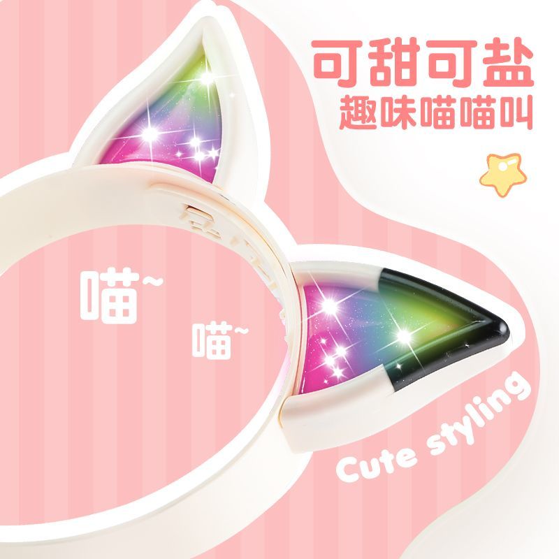 Movable Rabbit Ears Swing Headband Meow Meow Barrettes Glowing Headdress Electric Toy Girl Hair Fixer Non-Slip Clip