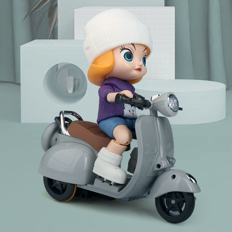 Children's Cartoon Character Modeling Stunt Motorcycle Toy Boy Sound and Light Rotating TikTok Same Hamster Electric Car