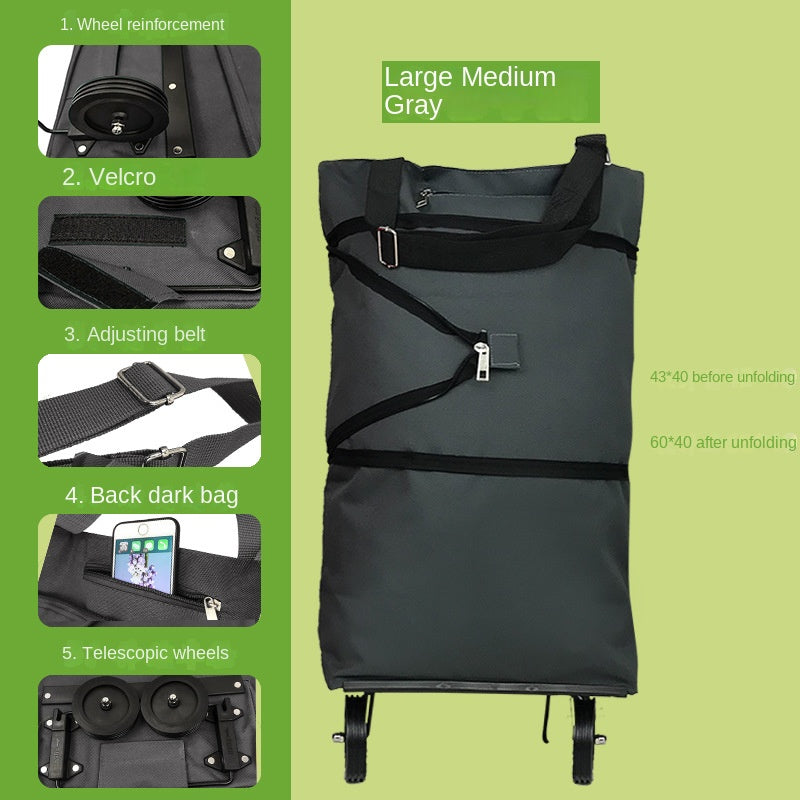 Folding Shopping Cart Supermarket Food Market Portable Hand Buggy Environmental Protection Wheel Bags Travel Buggy Bag