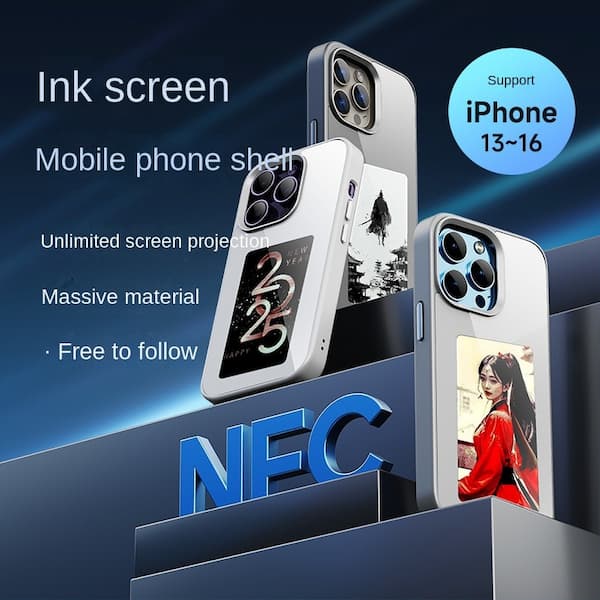 Screen Projection Phone Case NFC Three-Color Ink Screen Smart High-Value Full-Cover Trendy iPhone Series Protective Case