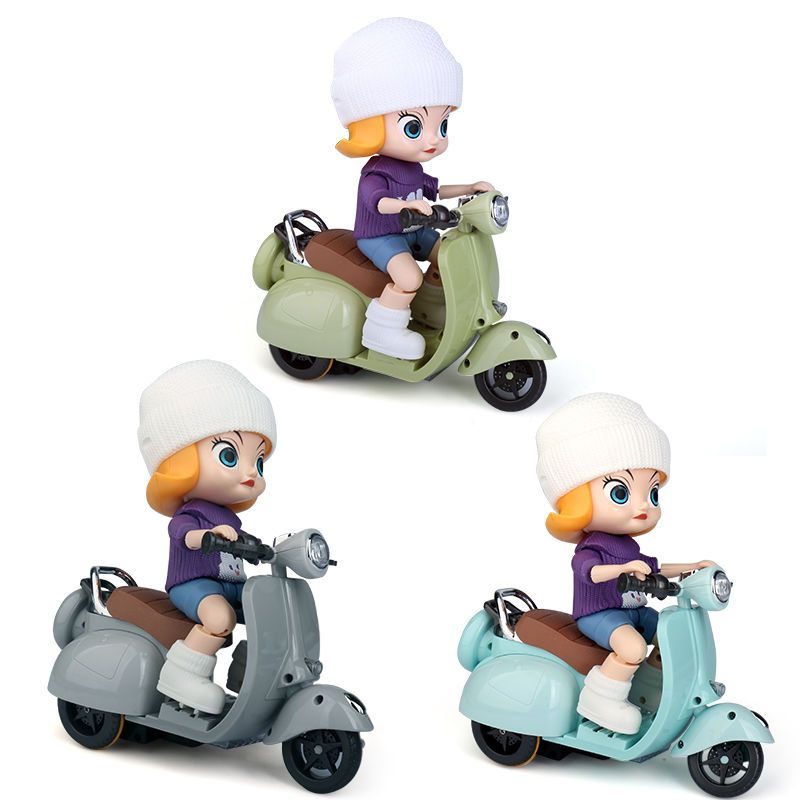 Children's Cartoon Character Modeling Stunt Motorcycle Toy Boy Sound and Light Rotating TikTok Same Hamster Electric Car