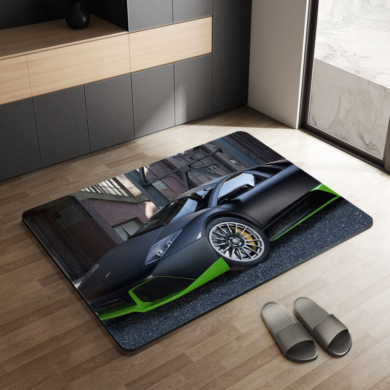 Sports Car Diatom Ooze Floor Mat Bathroom Step Mat Bathroom Bathtub Absorbent Non-Slip Toilet Door Quick-Drying Door Mat