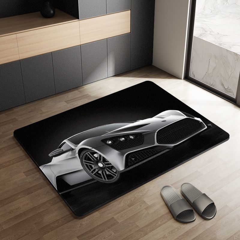 Sports Car Diatom Ooze Floor Mat Bathroom Step Mat Bathroom Bathtub Absorbent Non-Slip Toilet Door Quick-Drying Door Mat