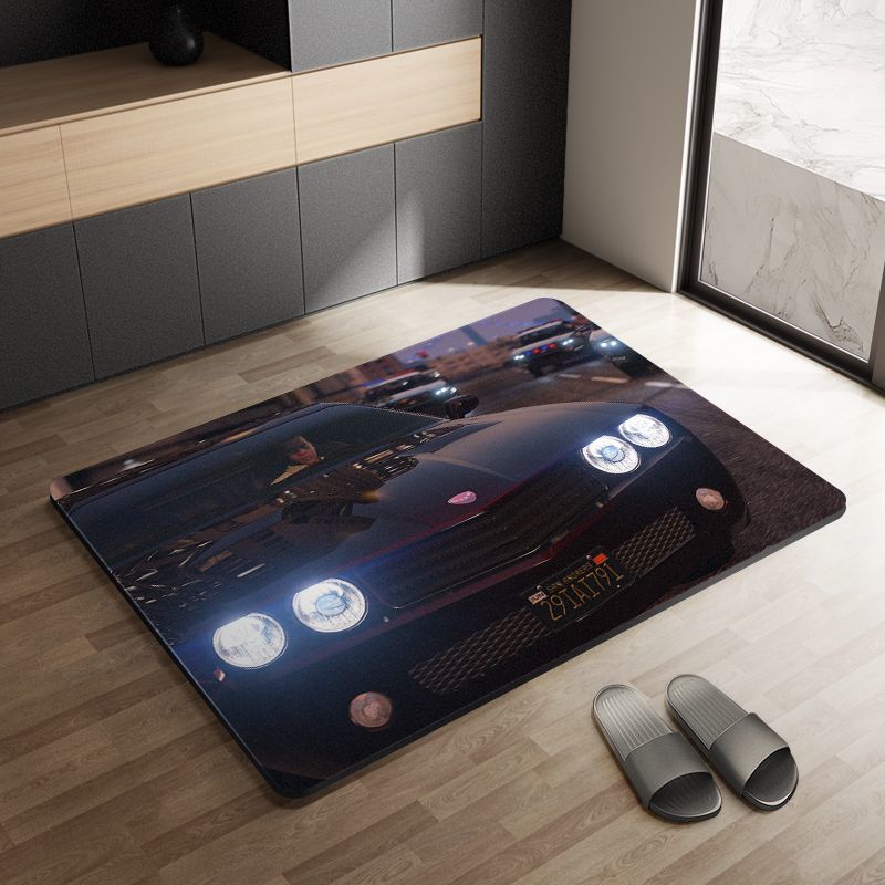 Sports Car Diatom Ooze Floor Mat Bathroom Step Mat Bathroom Bathtub Absorbent Non-Slip Toilet Door Quick-Drying Door Mat