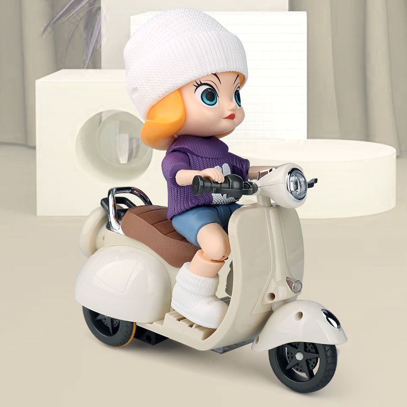 Children's Cartoon Character Modeling Stunt Motorcycle Toy Boy Sound and Light Rotating TikTok Same Hamster Electric Car