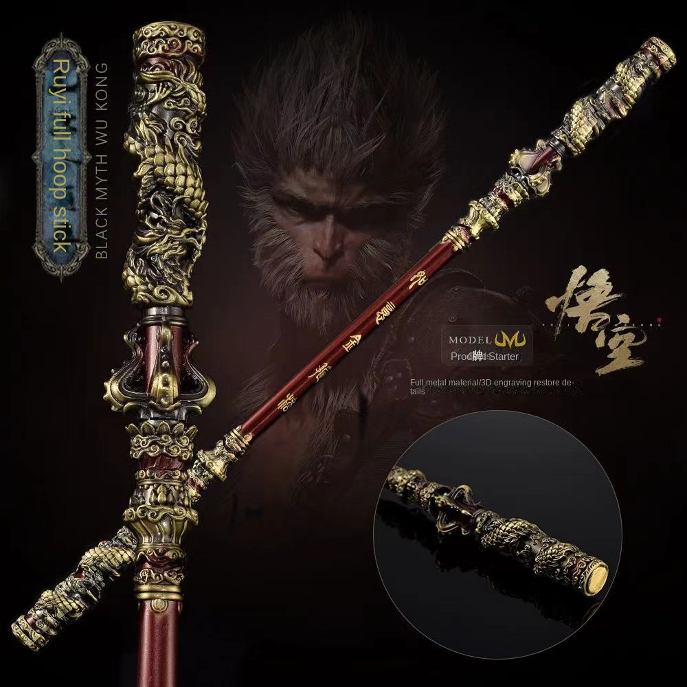 Black Myth Wukong Surrounding the Game Three-Piece Set Qi Tian Da Sheng Ruyi Golden Hoop Stick All Metal Crafts Ornaments