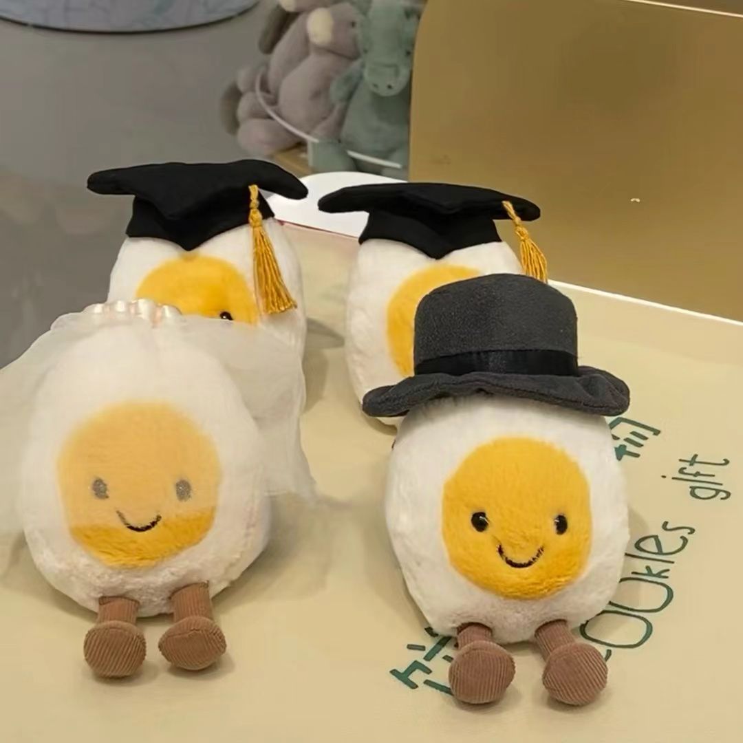 Graduation Doctor Boiled Egg Plush Toy Fun Bride and Groom Doll Poached Egg Doll Child Comfort Gift