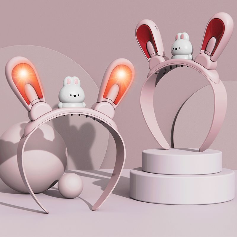 Movable Rabbit Ears Swing Headband Meow Meow Barrettes Glowing Headdress Electric Toy Girl Hair Fixer Non-Slip Clip