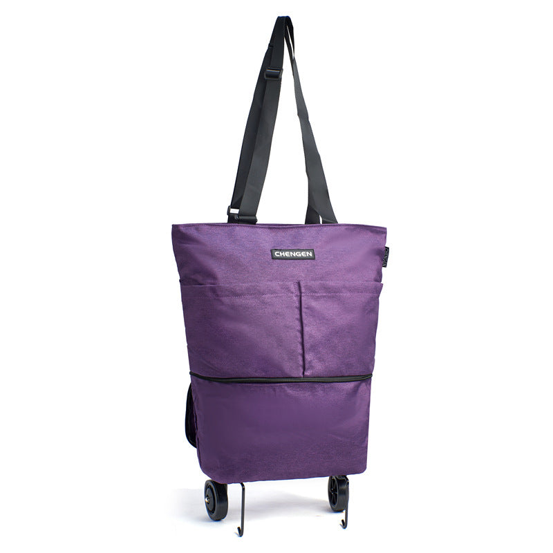 Portable Large Capacity Grocery Bag Supermarket Shopping Bag Foldable Wheel Handbag Luggage Bag Travel Bag Hand Buggy