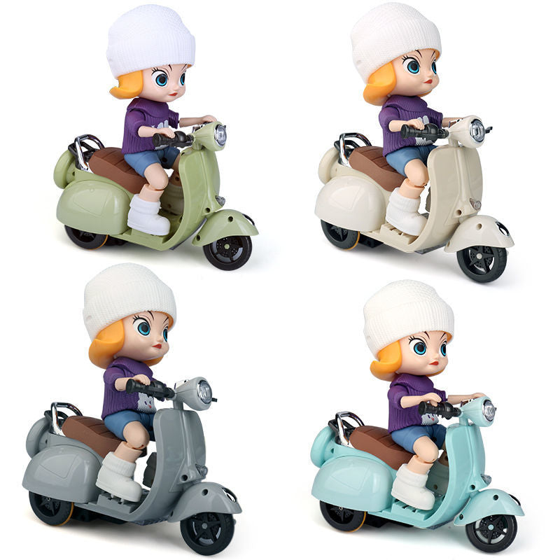 Children's Cartoon Character Modeling Stunt Motorcycle Toy Boy Sound and Light Rotating TikTok Same Hamster Electric Car