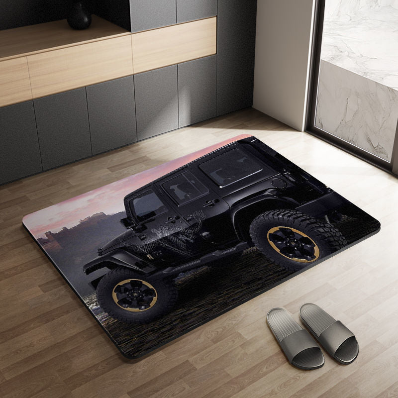 Sports Car Diatom Ooze Floor Mat Bathroom Step Mat Bathroom Bathtub Absorbent Non-Slip Toilet Door Quick-Drying Door Mat