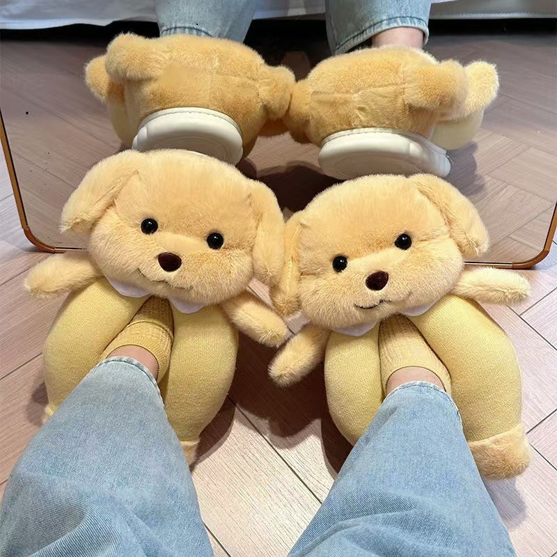 Small Nose GA Cotton Slippers Plush Slippers Bag Heel Insulated Cotton-Padded Shoes Poodle Home Figurine Doll Ragdoll Cotton Slippers