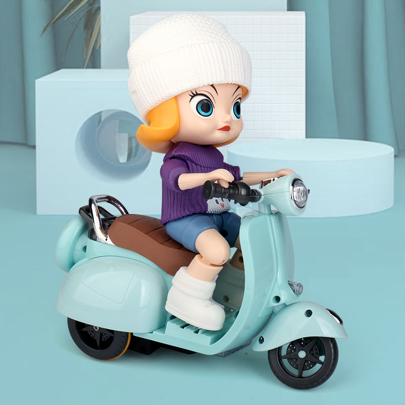 Children's Cartoon Character Modeling Stunt Motorcycle Toy Boy Sound and Light Rotating TikTok Same Hamster Electric Car