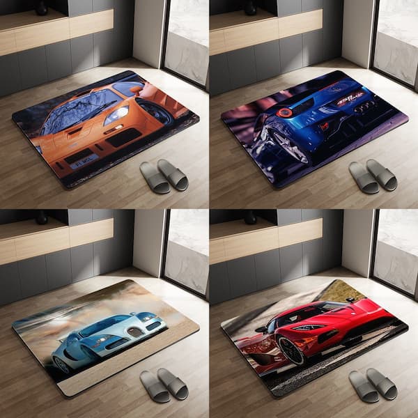 Sports Car Diatom Ooze Floor Mat Bathroom Step Mat Bathroom Bathtub Absorbent Non-Slip Toilet Door Quick-Drying Door Mat