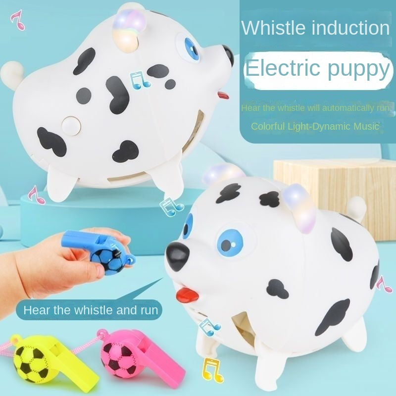 Best-Seller on Douyin Baby Whistle Voice-Controlled Induction Running Jumping Puppy Cute Pet Light Music Electric Toy