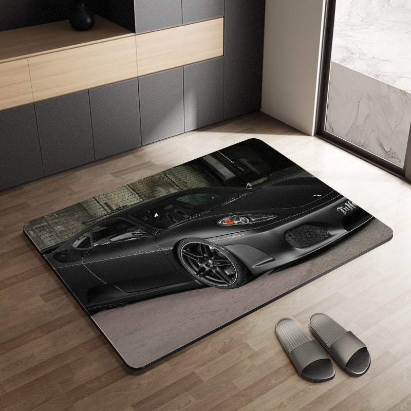 Sports Car Diatom Ooze Floor Mat Bathroom Step Mat Bathroom Bathtub Absorbent Non-Slip Toilet Door Quick-Drying Door Mat