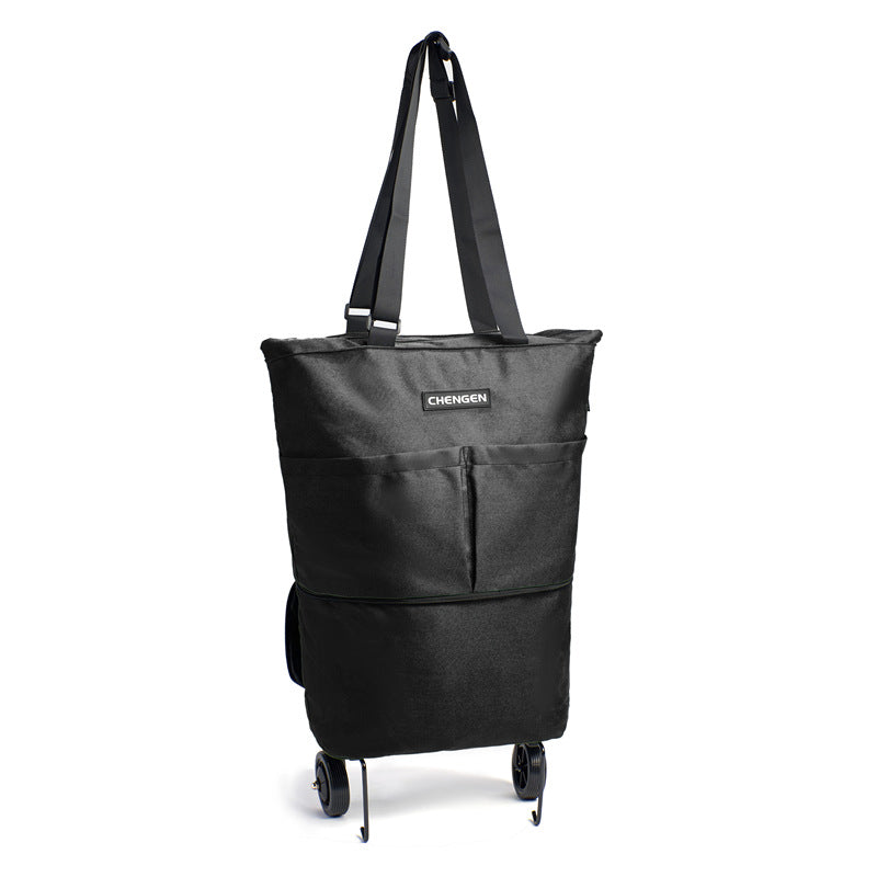 Portable Large Capacity Grocery Bag Supermarket Shopping Bag Foldable Wheel Handbag Luggage Bag Travel Bag Hand Buggy