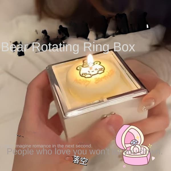 Bear Rotating Gift Box Cake Bear Candle Ring Box Valentine's Day