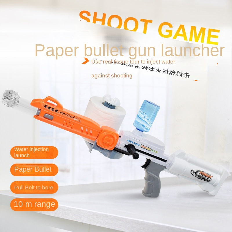 Paper Bullet Gun Toilet Paper Gun Paper Towel Gunner Paper Water Gun Launcher Toilet Paper Toy Paper Filler Children's Roll Paper Gun