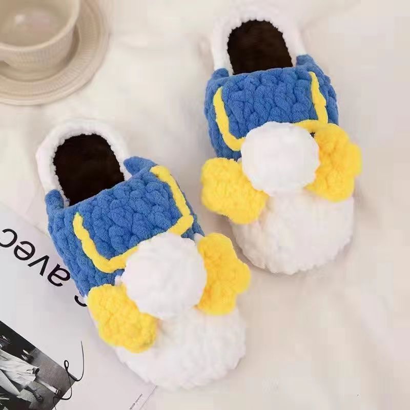 Wool Handmade DIY Woven Crocheted Slippers Cotton Slippers Female Male Winter Internet Celebrity Puff Flower Material Package Cinnamoroll Babycinnamoroll