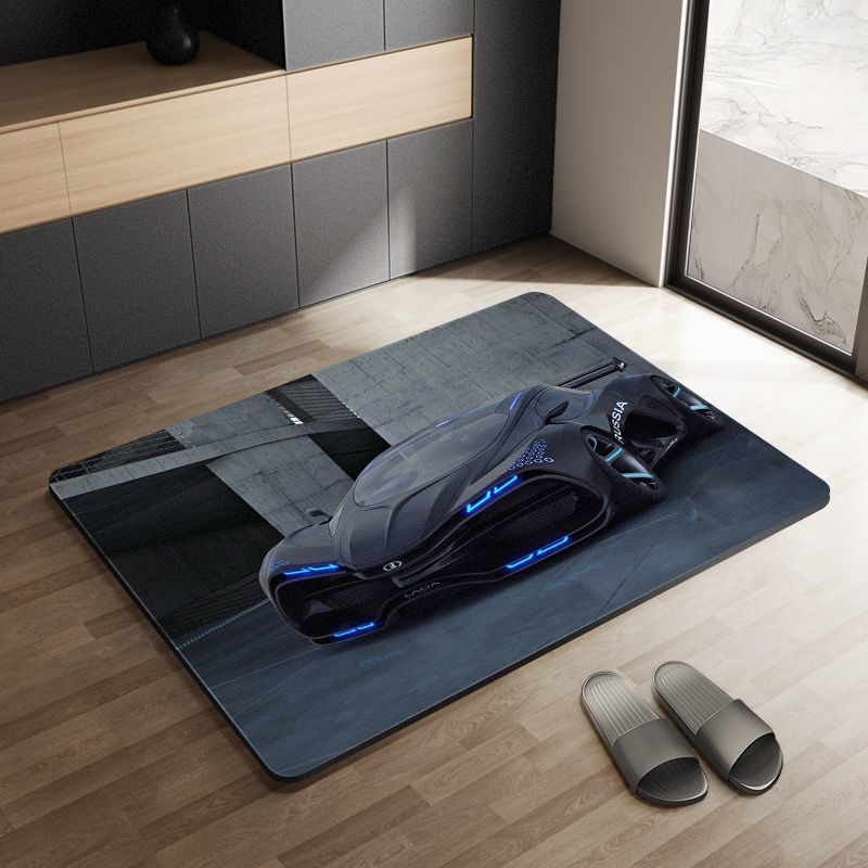 Sports Car Diatom Ooze Floor Mat Bathroom Step Mat Bathroom Bathtub Absorbent Non-Slip Toilet Door Quick-Drying Door Mat