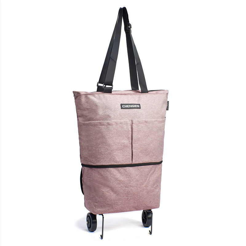 Portable Large Capacity Grocery Bag Supermarket Shopping Bag Foldable Wheel Handbag Luggage Bag Travel Bag Hand Buggy