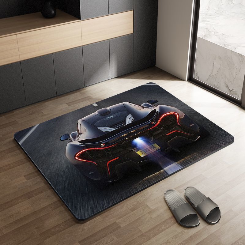 Sports Car Diatom Ooze Floor Mat Bathroom Step Mat Bathroom Bathtub Absorbent Non-Slip Toilet Door Quick-Drying Door Mat