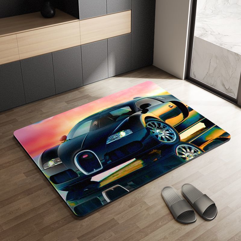 Sports Car Diatom Ooze Floor Mat Bathroom Step Mat Bathroom Bathtub Absorbent Non-Slip Toilet Door Quick-Drying Door Mat