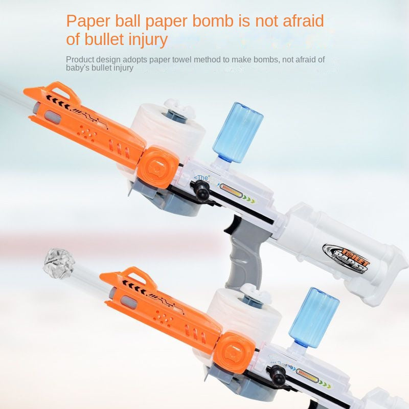 Paper Bullet Gun Toilet Paper Gun Paper Towel Gunner Paper Water Gun Launcher Toilet Paper Toy Paper Filler Children's Roll Paper Gun