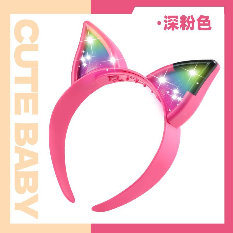 Movable Rabbit Ears Swing Headband Meow Meow Barrettes Glowing Headdress Electric Toy Girl Hair Fixer Non-Slip Clip